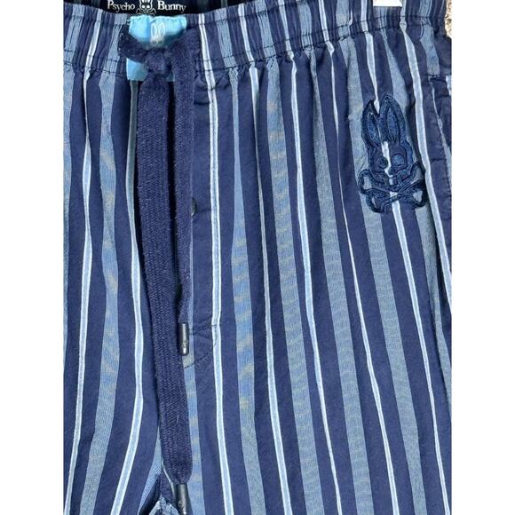 Psycho Bunny Mens Sz Small Lounge Pants Blue Striped Cotton Pajama Pants - Picture 2 of 5